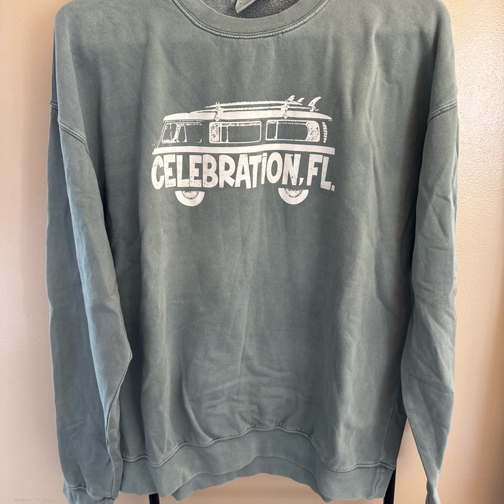 Women’s Green Sweater with Celebration, FL Print
